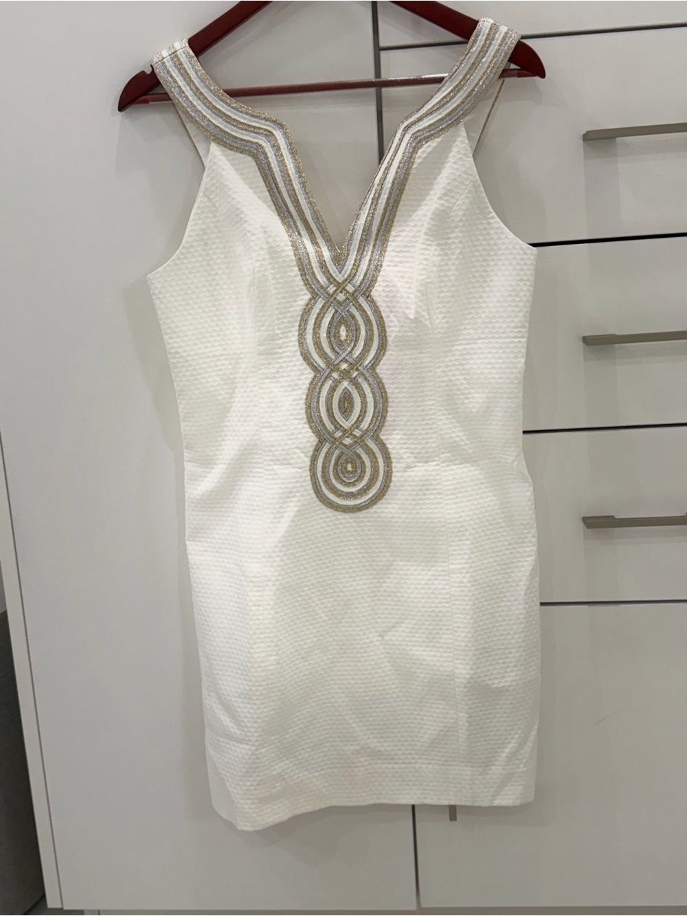 NWT Lilly Pulitzer White Embellished V-Neck Sheath Dress
